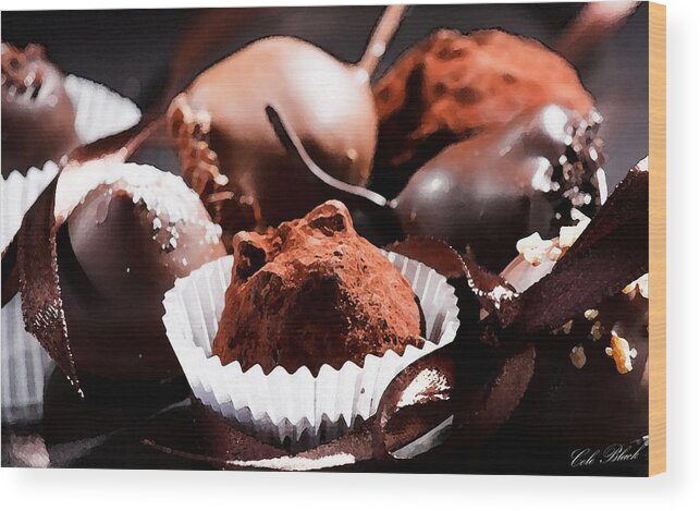 Chocolate Wood Print featuring the painting Truffles by Cole Black