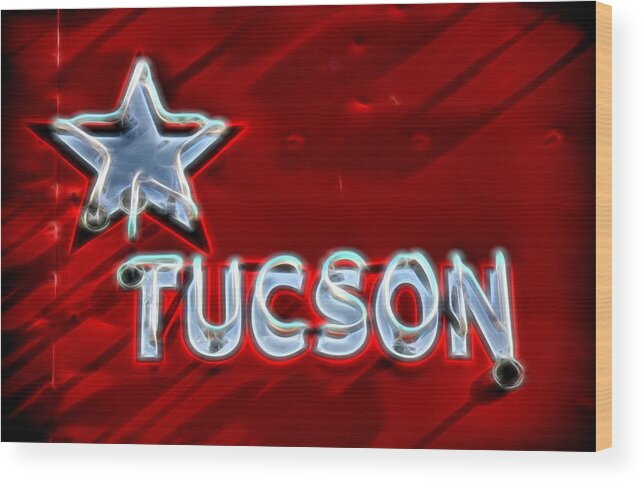 Neon Wood Print featuring the photograph Tucson Neon by Henry Kowalski