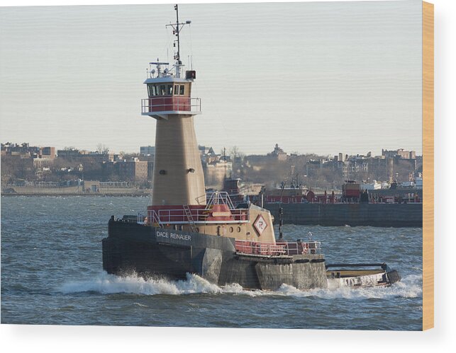 New York City Harbor Tugboat Dace Reinauer Wood Print featuring the photograph Tugboat Dace Reinauer by Kenneth Cole