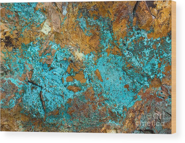 Copper-ore Wood Print featuring the photograph Turquoise Abstract by Chris Scroggins