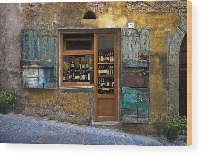 Italy Wood Print featuring the photograph Tuscany Wine shop by Al Hurley