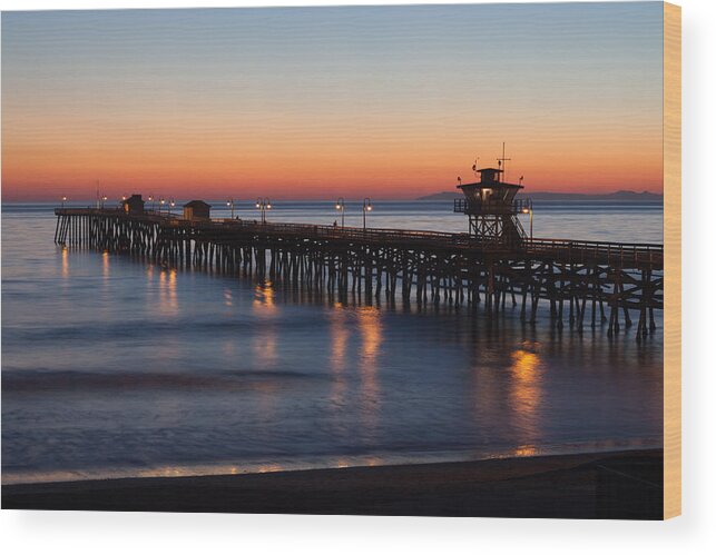 San Clemente Wood Print featuring the photograph Twilight San Clemente Pier by Cliff Wassmann