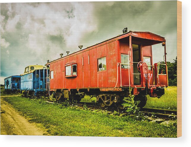 Guy Whiteley Photography Wood Print featuring the photograph Two Cabooses by Guy Whiteley