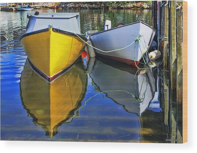Atlantic Wood Print featuring the photograph Two Row Boat at Fisherman's Cove by Ken Morris