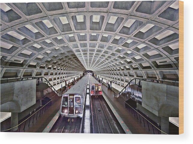 Subway Wood Print featuring the photograph Two Subway Trains, Washington Metro by Caroline Purser