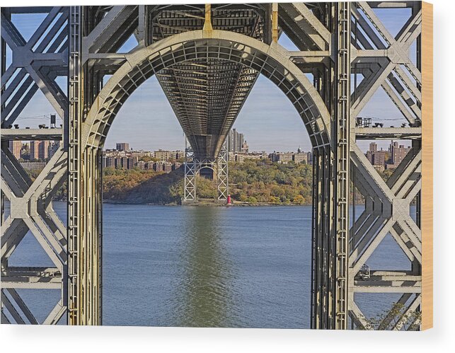 George Washington Bridge Wood Print featuring the photograph Under The George Washington Bridge by Susan Candelario
