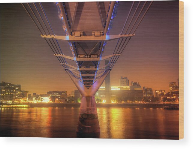 London Millennium Footbridge Wood Print featuring the photograph Under The Millennium Bridge, London by Joe Daniel Price