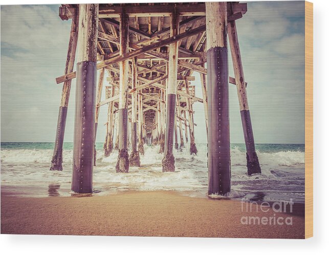 1950s Wood Print featuring the photograph Under the Pier in Orange County California Picture by Paul Velgos