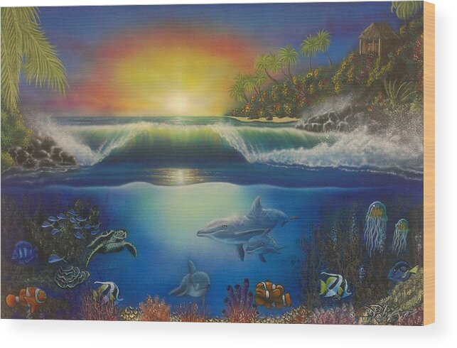 Tropical Scene Wood Print featuring the painting Underwater Paradise by Darren Robinson