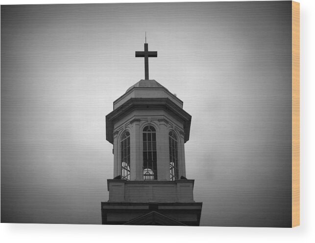 Church Wood Print featuring the photograph United Methodist Steeple by Laurie Perry