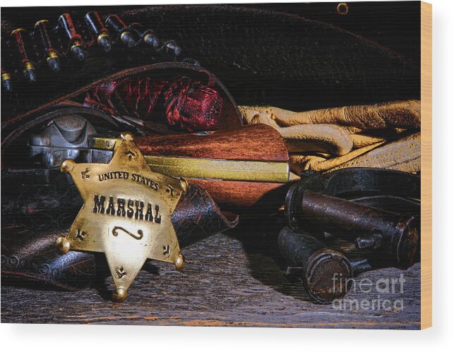 United Wood Print featuring the photograph United States Marshal Shield by Olivier Le Queinec