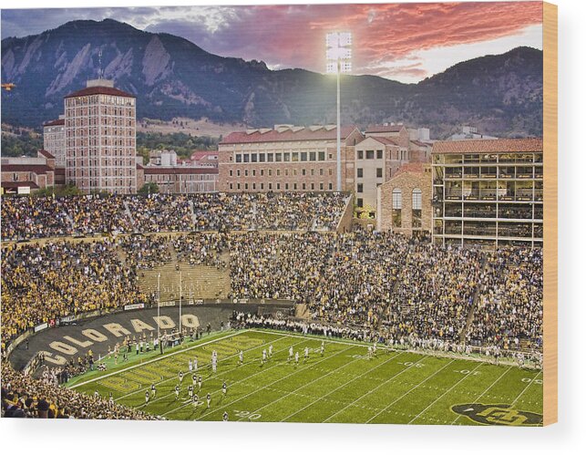 University Of Colorado Boulder Wood Print featuring the photograph University of Colorado Boulder Go Buffs by James BO Insogna