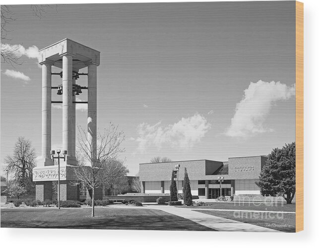 Kearney Wood Print featuring the photograph University of Nebraska Kearney Bell Tower and Library by University Icons