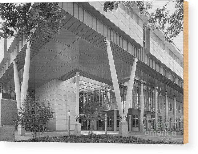 Business Leadership Building Wood Print featuring the photograph University of North Texas Business Leadership Building by University Icons