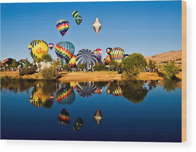 Sports Wood Print featuring the photograph Balloons by Maria Coulson