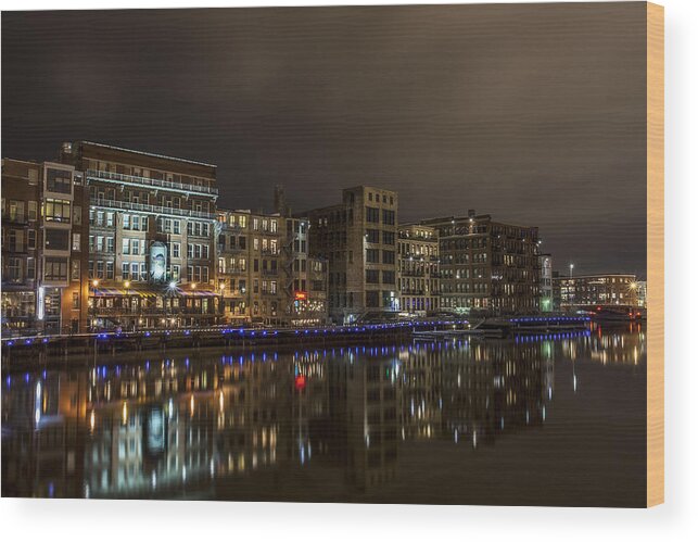 Www.cjschmit.com Wood Print featuring the photograph Urban River Reflected by CJ Schmit