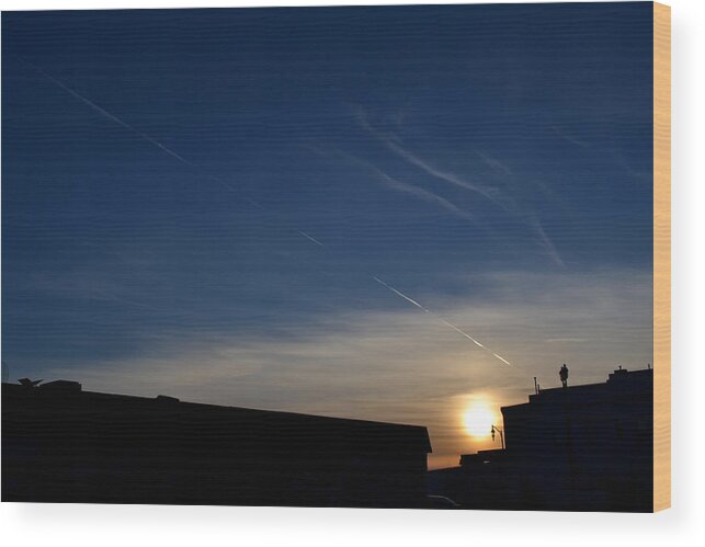Urban Wood Print featuring the photograph Urban Sunset by Lyle Crump