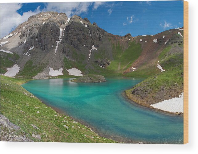 Turquoise Wood Print featuring the photograph U.S. Grant Peak by Aaron Spong