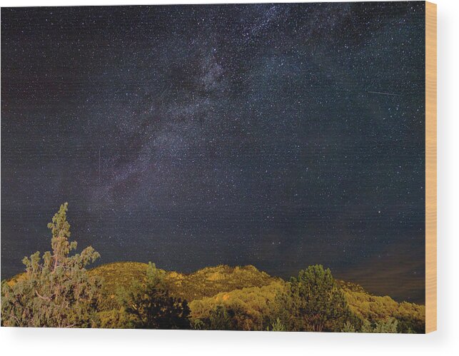 Astronomy Wood Print featuring the photograph USA, Colorado Milky Way Above Mountains by Jaynes Gallery