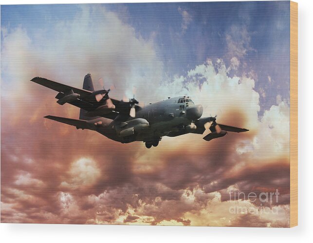 C130 Wood Print featuring the digital art USAF Hercules by Airpower Art