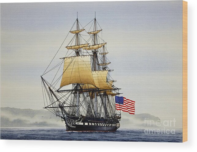 Tall Ship Wood Print featuring the painting Uss Constitution by James Williamson