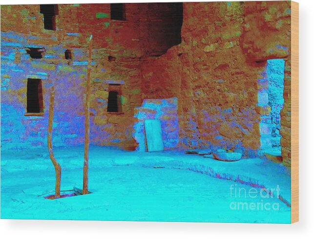 Mesa Verde Wood Print featuring the photograph Vacancy at Spruce Tree House by Ann Johndro-Collins
