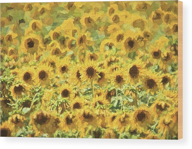 Sunflowers Wood Print featuring the painting Van Gogh Sunflowers by David Letts