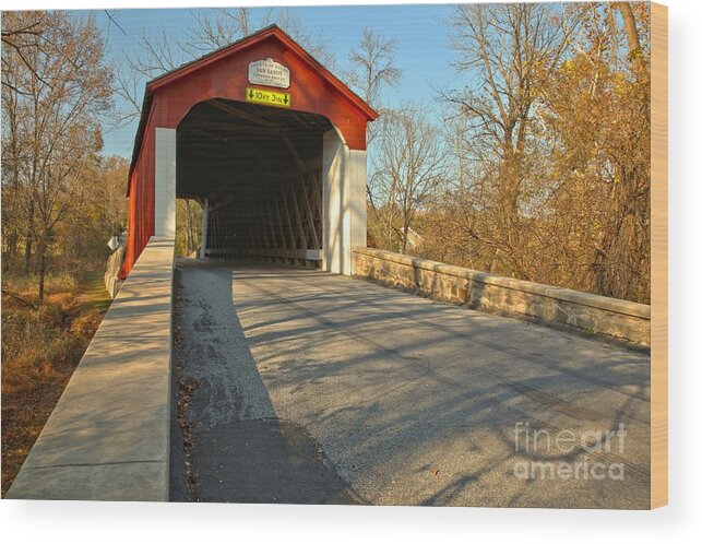 Can Sant Covered Bridge Wood Print featuring the photograph Van Sant Covered Bridge by Adam Jewell