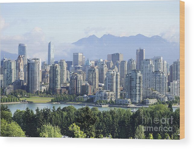  Skyscrapers Wood Print featuring the photograph Vancouver from the Hills by Brenda Kean