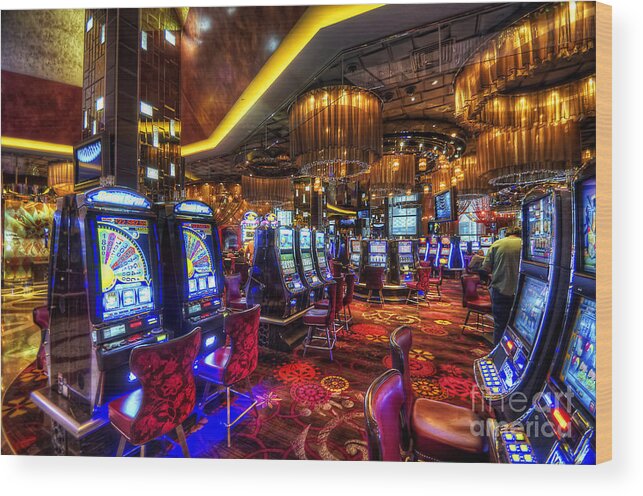 Art Wood Print featuring the photograph Vegas Slot Machines by Yhun Suarez