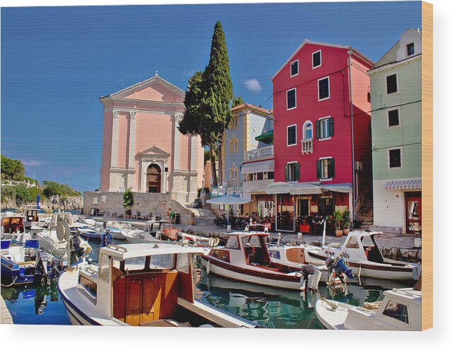 Croatia Wood Print featuring the photograph Veli Losinj harbor and colorful architecture by Brch Photography