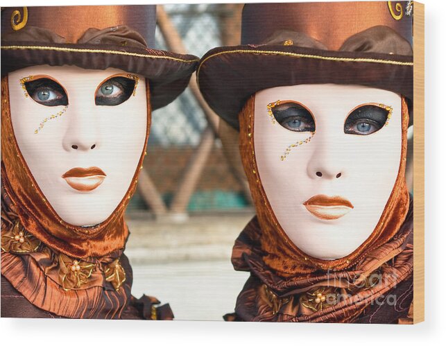 Carnaval Wood Print featuring the photograph Venice Masks - Carnival. by Luciano Mortula