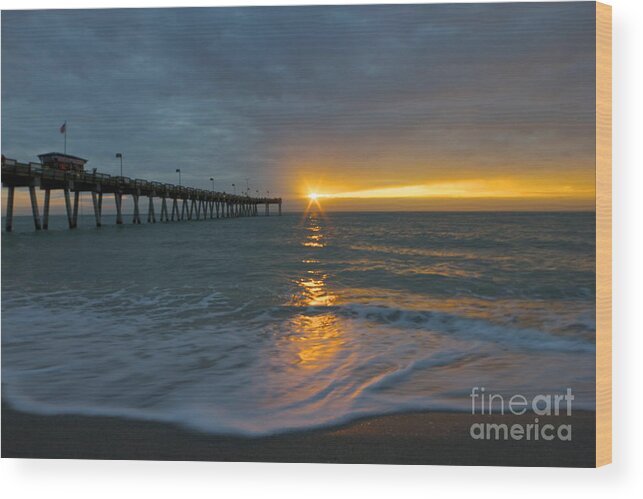 Venice Pier Wood Print featuring the photograph Venice Pier Light Shine by Amazing Jules