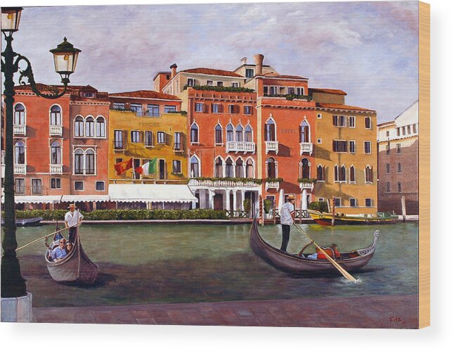 Landscape Wood Print featuring the painting Venice by Rick Fitzsimons