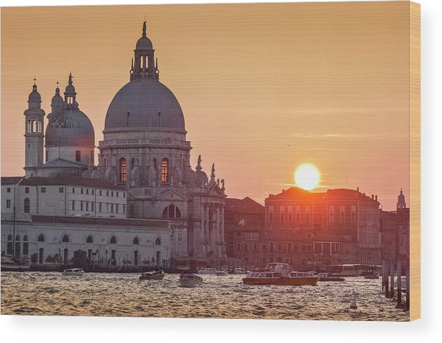 Tranquility Wood Print featuring the photograph Venice. The Grand Canal At Sunset by Buena Vista Images