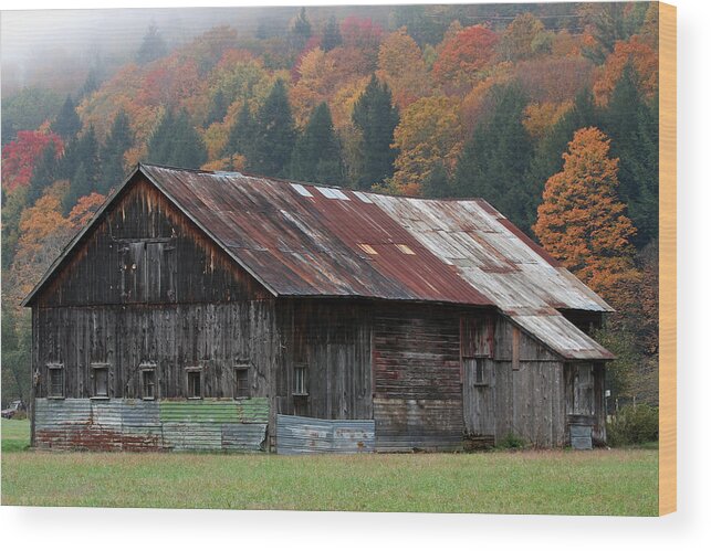 New Wood Print featuring the photograph Vermont Barn and Fall Foliage  by Juergen Roth