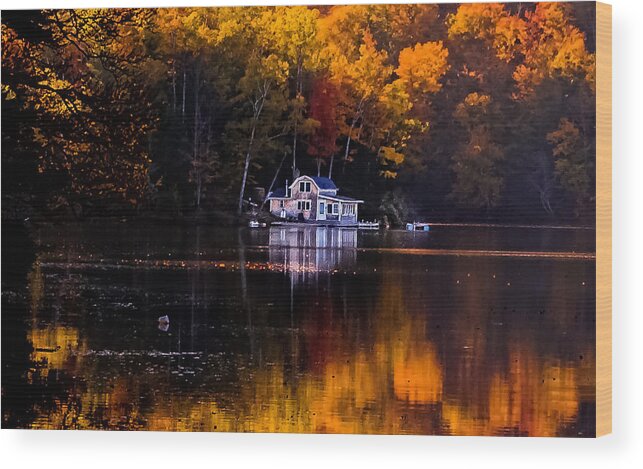 Vermont Wood Print featuring the digital art Vermont Route14 Pond by Jim Proctor