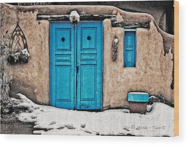 Santa Wood Print featuring the photograph Very Blue Door by Charles Muhle