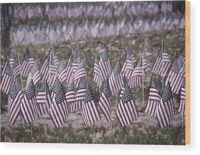 Joan Carroll Wood Print featuring the photograph Veterans Day Display 2 by Joan Carroll