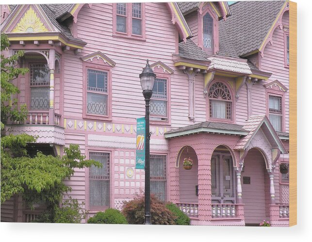 Pink Wood Print featuring the photograph Victorian Pink House - Milford Delaware by Kim Bemis