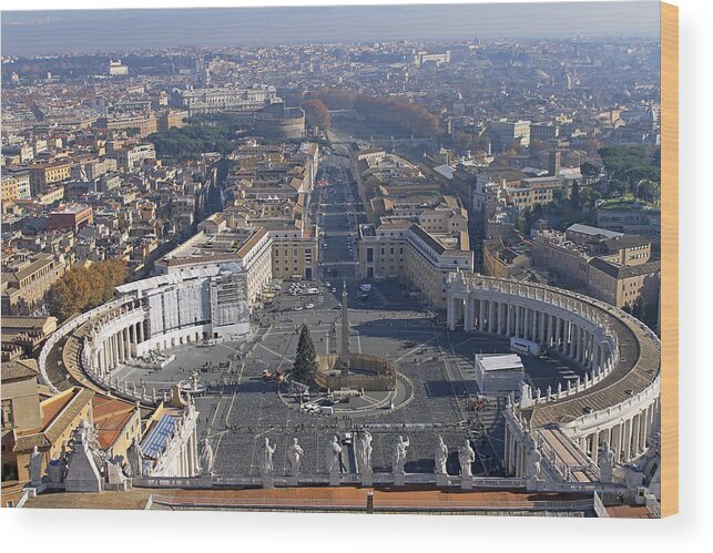 St Peters Basilica Wood Print featuring the photograph View from Dome of St Peters by Tony Murtagh