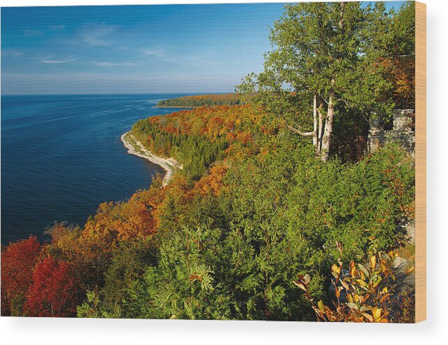 Door County Wood Print featuring the photograph View from Sven's Bluff by Chuck De La Rosa