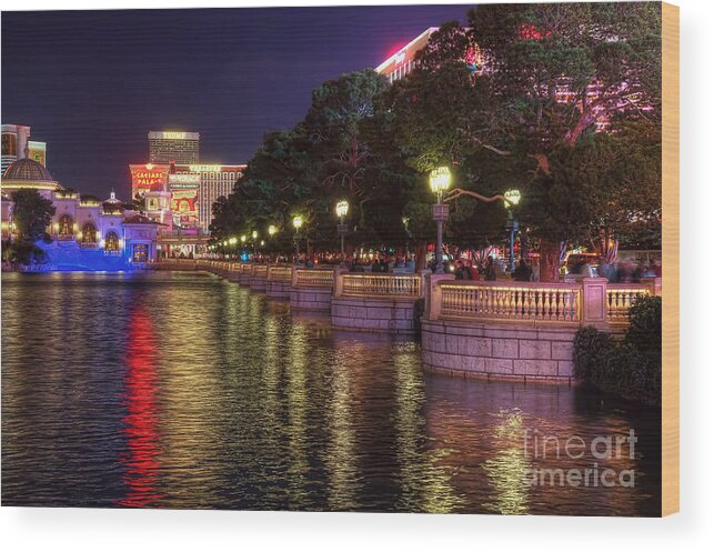 View Wood Print featuring the photograph View From The Bellagio Fountains by Eddie Yerkish