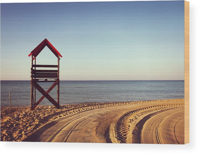 Tranquility Wood Print featuring the photograph View Of Beach by Lisaphoto