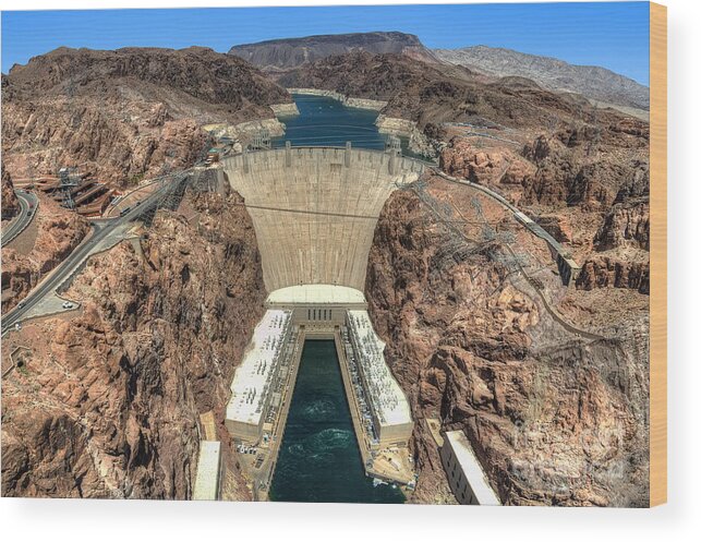 Hoover Dam Wood Print featuring the photograph View of Hoover Dam by Eddie Yerkish