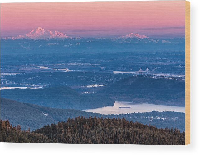 Mount Baker Wood Print featuring the photograph View of Mount Baker at Dusk by Pierre Leclerc Photography