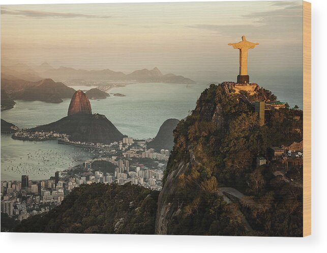 #faatoppicks Wood Print featuring the photograph View Of Rio De Janeiro At Sunset by Christian Adams