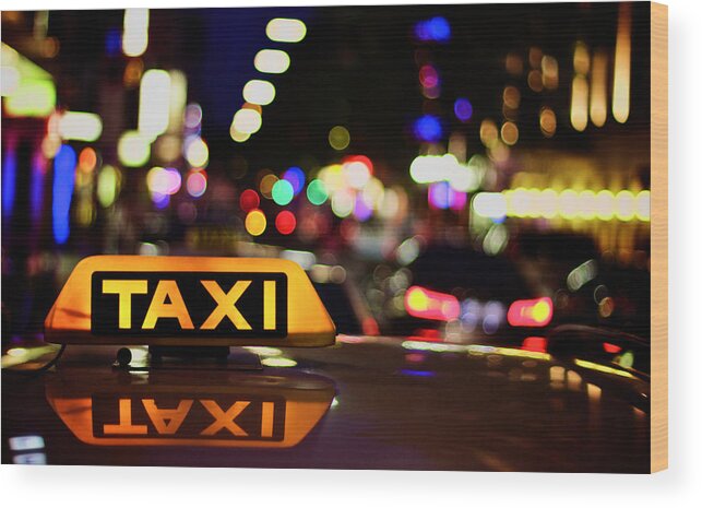Outdoors Wood Print featuring the photograph View of taxi board by Thomas Bonfert