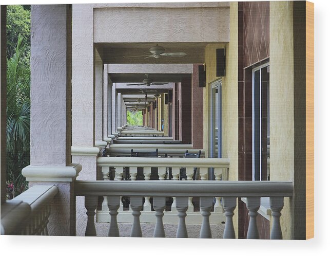 Architecture Wood Print featuring the photograph View Through Balconys by Nick Mares