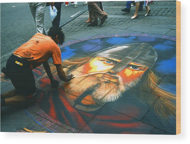 Pavement Wood Print featuring the photograph Viking Art in York by Gordon James
